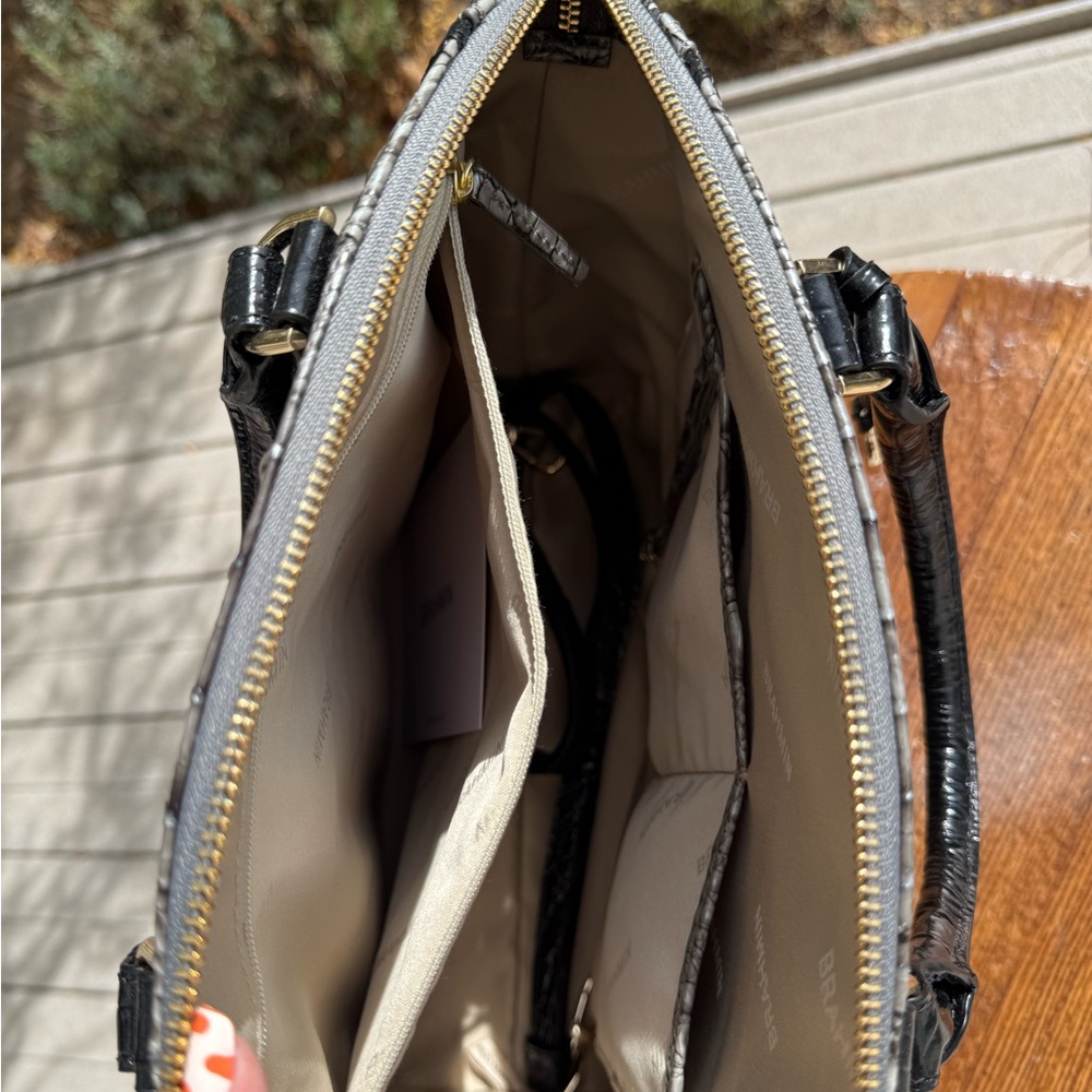 Brahmin Steel Fontaine Large Duxbury Satchel Handbag EUC - Picture 4 of 13